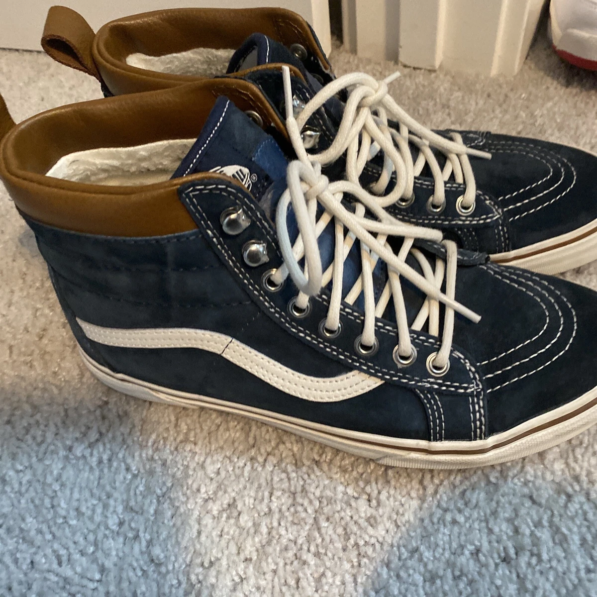 vans shoes Faux Fur Blue Suede Material