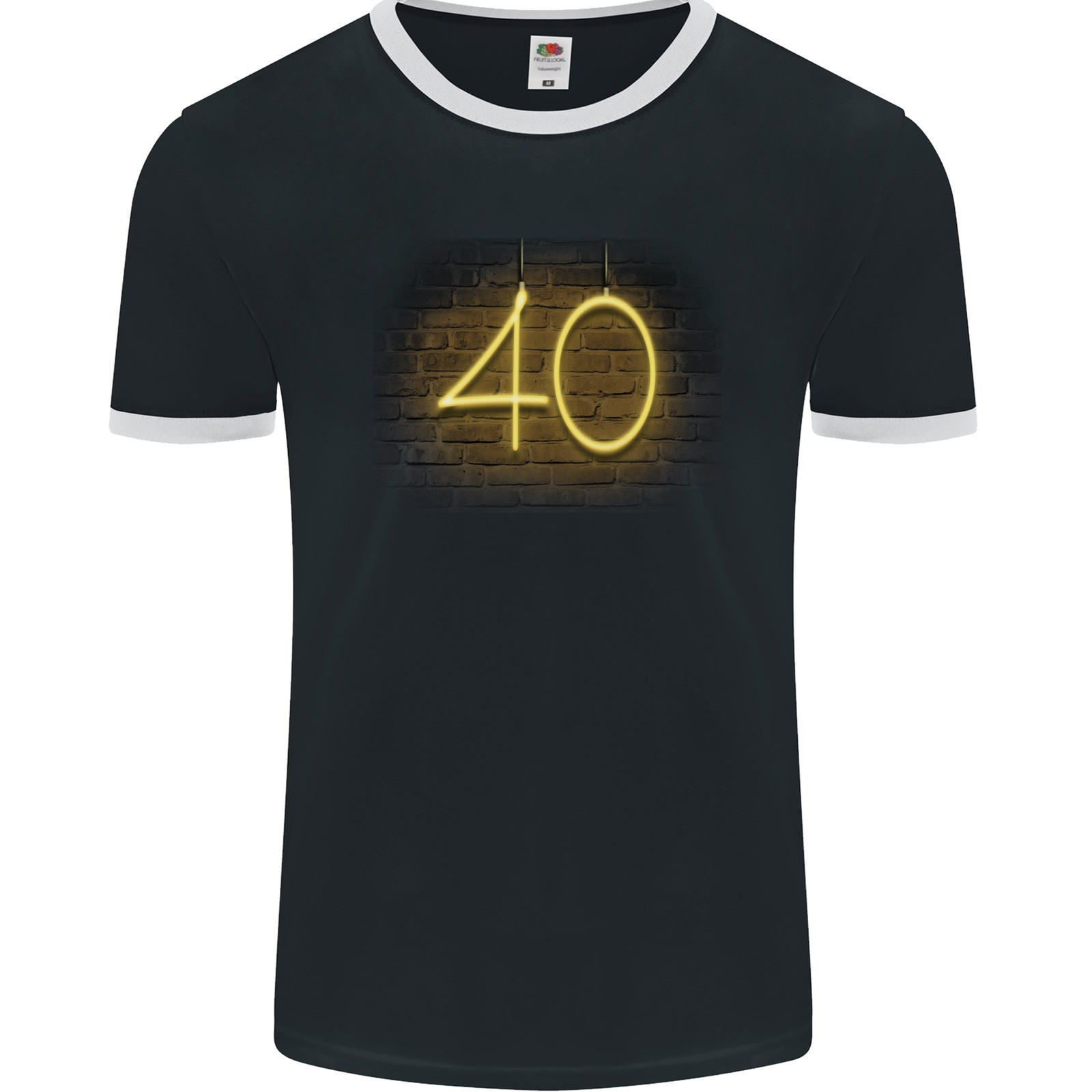 Camiseta Ringer Para Hombre De 40 Años Con Luces De Neón De 40 Cumpleaños