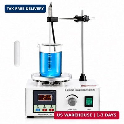 85-2 Lab Magnetic Stirrer Hot Plate 110V, Digital Temp Display, Stainless Steel