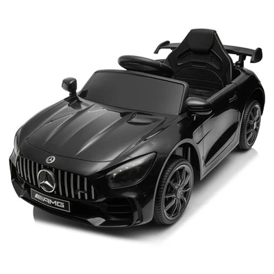 MARKENLOS Mercedes-Benz AMG GTR Kinder Elektroauto Fernbedienung mit Musik Schwarz DE