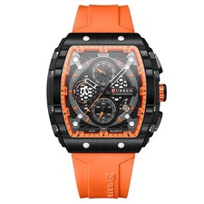Orologio Uomo Curren Quarzo Cronografo 3ATM Luminoso Cinturino Arancione
