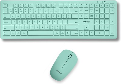 Macally Wireless Keyboard and Mouse Combo for Mac mini/Pro, iMac, Light Green 