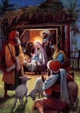 Nativity Scene Gruss Aus vintage postcard h197