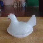 Vintage Indiana Glass Covered Candy Dish, Milk Glass, Hen Sitting On Nest