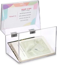 Clear Acrylic 4 x 6 inch Index Card Box with Sign Lid - Index Card Holder 