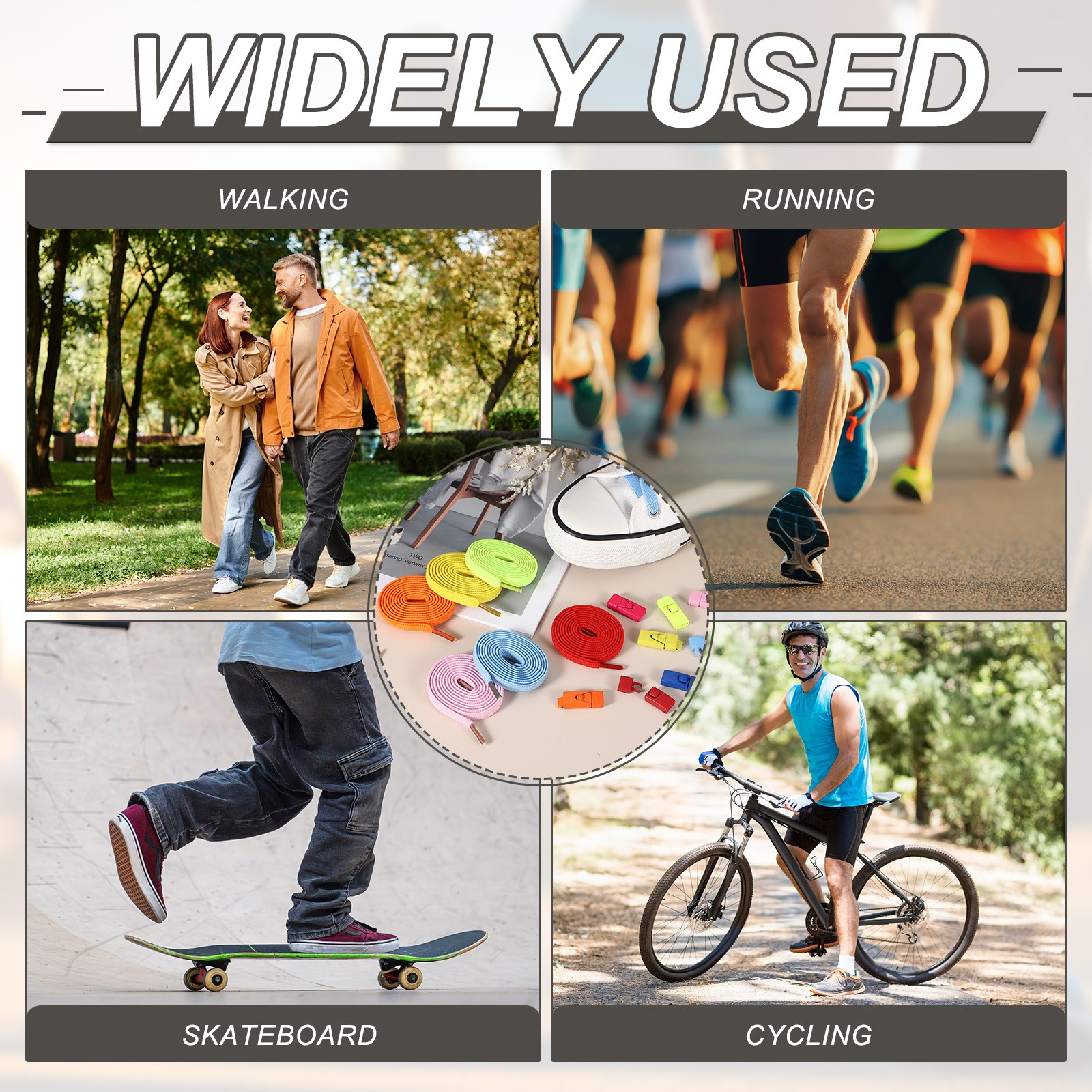 No Tie Shoelaces with 2 Metal Square Buckle Clips, 1Pair & Navy