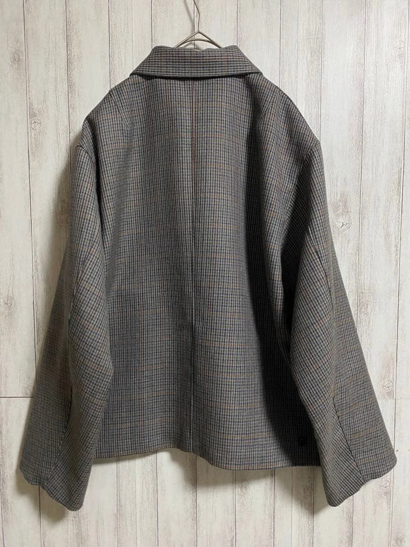 AURALEE Double Face Zip Blouson Size 3 Wool 100% Check Cupro Lined Made in Japan image 3