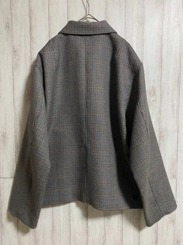 AURALEE Double Face Zip Blouson Size 3 Wool 100% Check Cupro Lined Made in Japan image 3