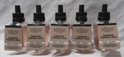 White Barn Bath & Body Works Wallflower Bulb Lot Set 5 FARMHOUSE PUMPKIN & SPICE
