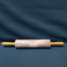 New/Unused 18" Grey/White Mélange Marble Rolling Pin Wood Handles 