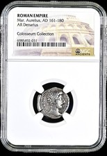 Roman Empire Marcus Aurelius AR Silver Denarius AD 161-180 NGC CERTIFIED GENUINE