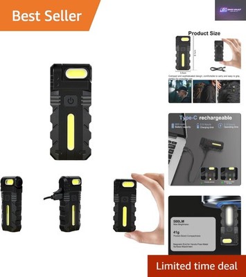 500 Lumen Magnetische Akku Taschenlampe - USB-C Wiederaufladbar, 180° drehbares Design