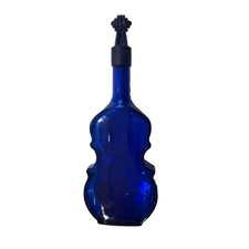 Cobalt Blue Glass 11 inch Bottle Cello Violin Shape
