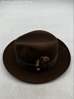Stetson Mens Brown Narrow Brim Feather With Band Fedora Hat Size 58