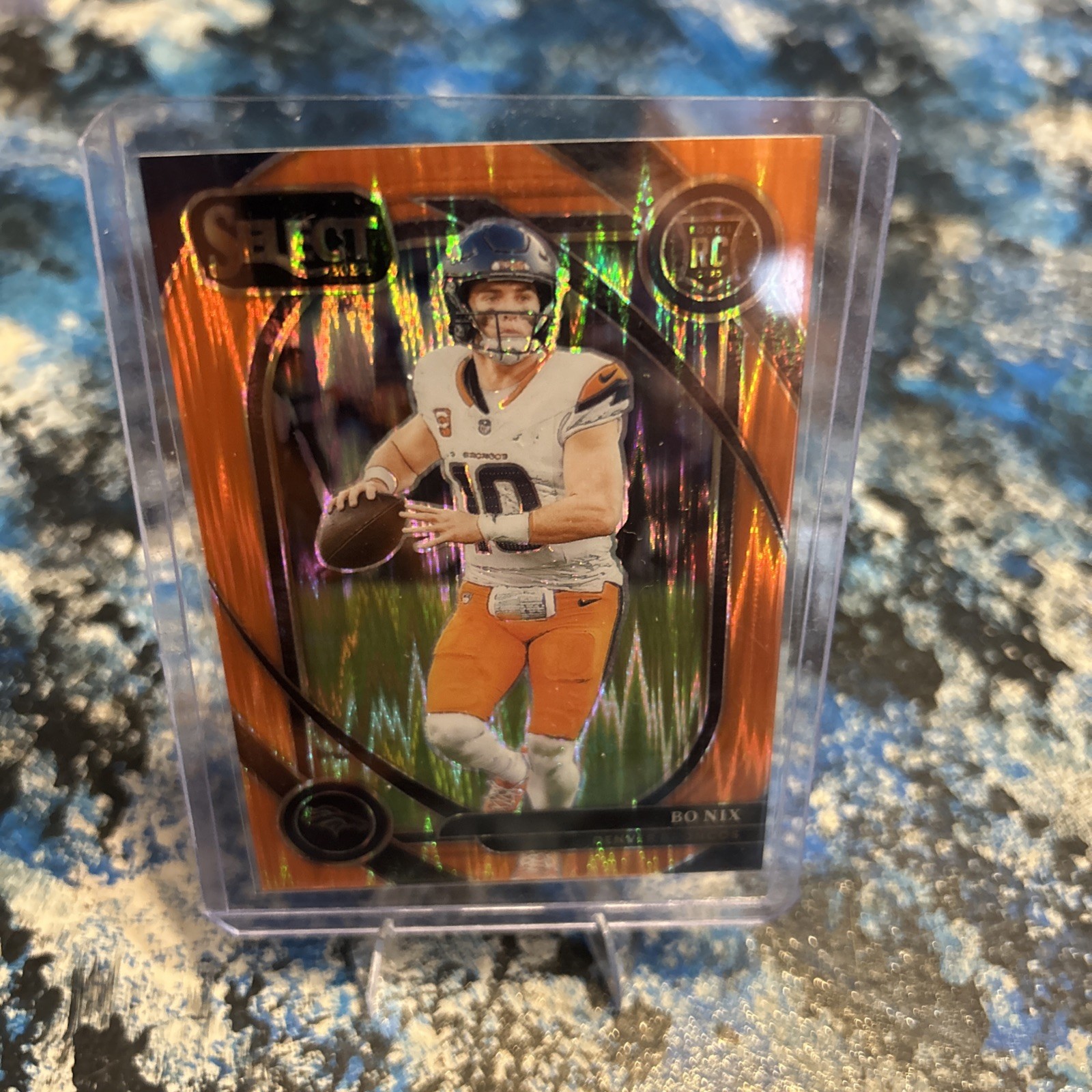 2024 Select Bo Nix Orange Shock  Club Level Rookie /399 Broncos Color Match RC