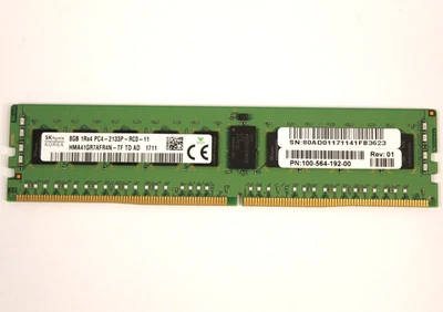 1x SK Hynix 8GB 1Rx4 PC4-2133P-RC0-11 DDR4 Server RAM ECC - 100-564-192-00 - Image 1 of 2