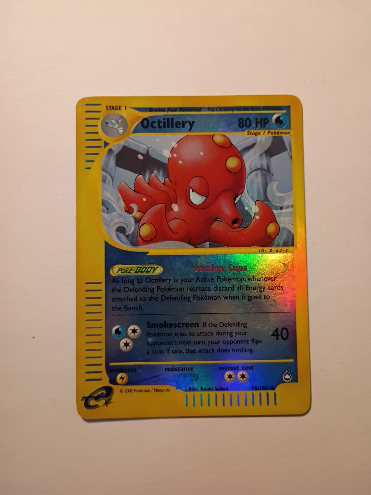 Octillery 26/147 Reverse Holo Rare Aquapolis Pokemon Card 2002 LP