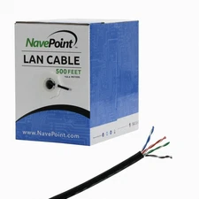 CAT5e 500FT UTP Cable Solid 24AWG Black Network Ethernet LAN Bulk Wire RJ45