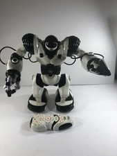 WowWee 14" Robosapien Humanoid Black  White 2004 Toy Robot with Remote TESTED