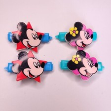Vtg 90s Mickey Minnie Mouse Disney Hair Clip Barrette Set Of 4 Plastic USA