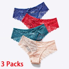 Pack of 3 Womens Ladies Lace French Knickers Briefs Seamless Underwear Panties  