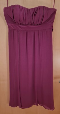 TED BAKER Deep Pink Strapless Pleat Bodice Dress - Size 2 (UK 10) - rrp £120
