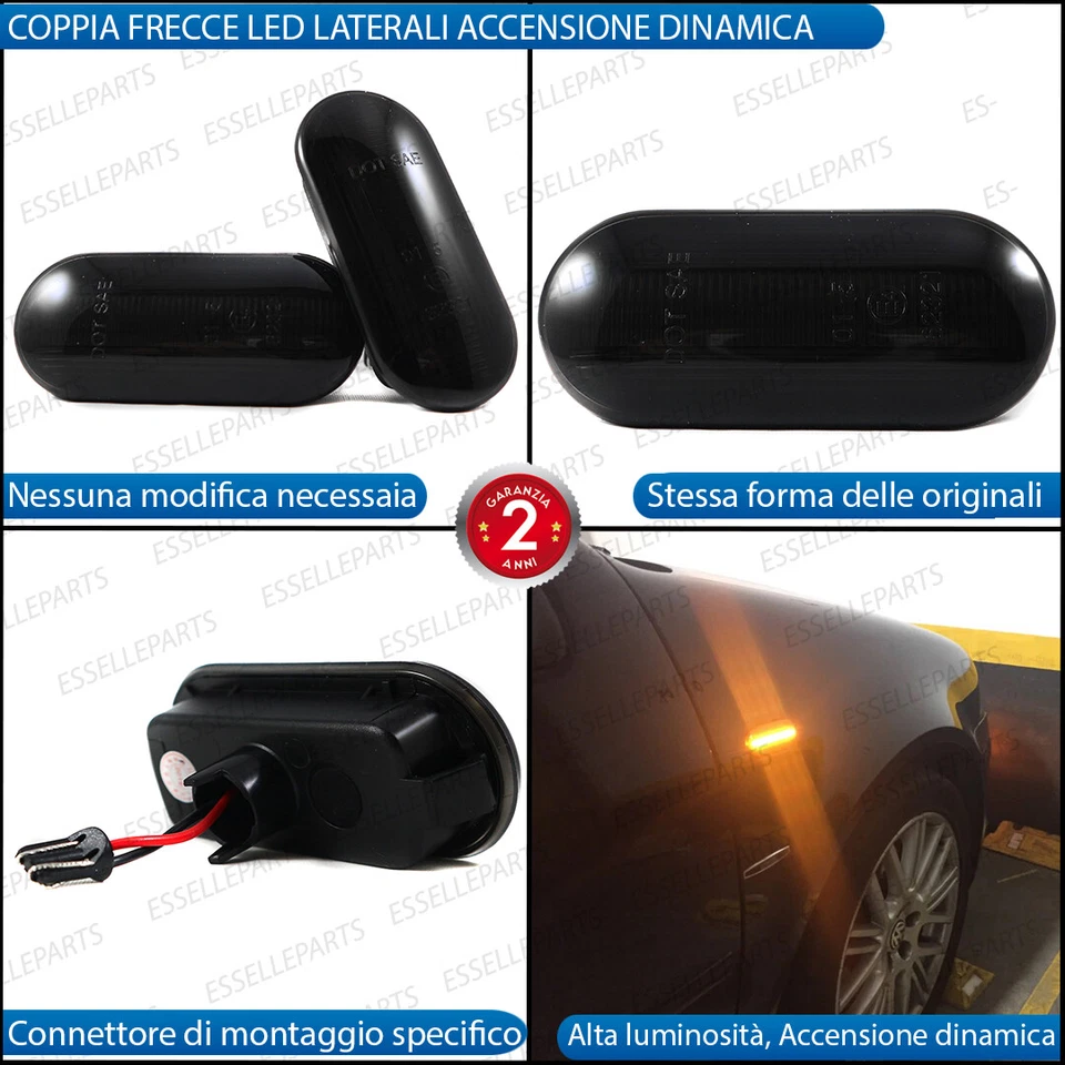 COPPIA FRECCE LATERALI FUME' PROGRESSIVE A LED VW CADDY DINAMICHE CANBUS - Immagine 2 di 4
