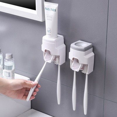 Automatic Toothpaste Dispenser Wall Mounted Squeeze Type Lazy Toothbrush Hold#lk