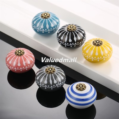 Ceramic Cabinet Knobs Kitchen Drawer Wardrobe Door Pull Handles Round Home Use