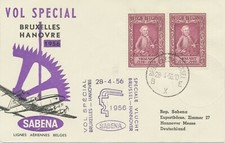 BELGIEN 1956, Messe-Sonderflug Sabena „BRÜSSEL – HANNOVER“ 
