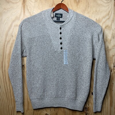 Redhead Knit Sweater Beige / Tan Pullover Henley Long Sleeve Men s L  Shirt