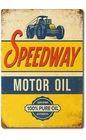 Speedway Motor Oil Vintage Tin Sign 8x12 Retro Vintage Racing Garage Wall Decor