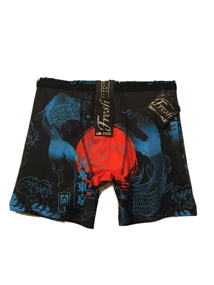 Fresh Supply Co. Koi Fish & Asian Script Novelty Boxer Briefs Men's S