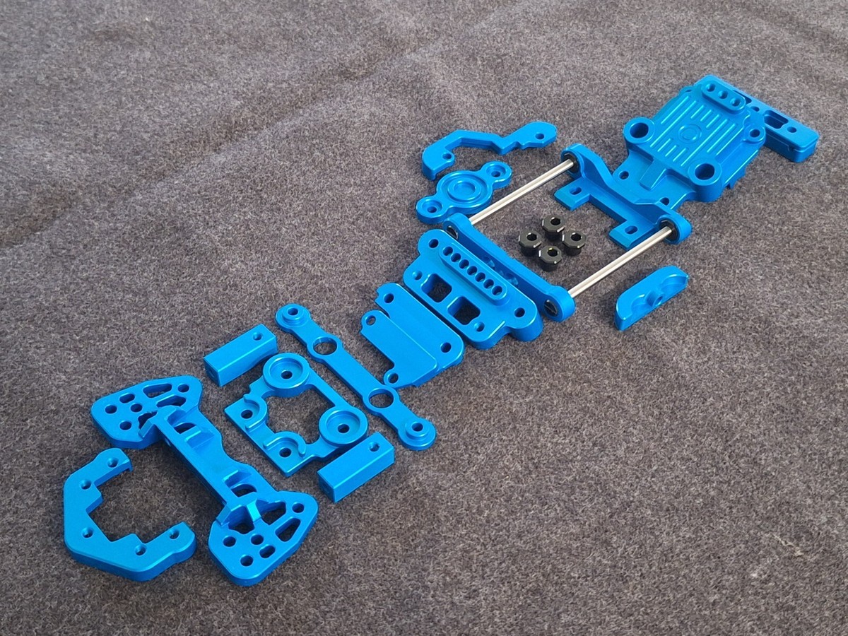 Parte In Alluminio Nero J7 Per Tamiya Top Force DF01 - Ricambio Telaio 1:10