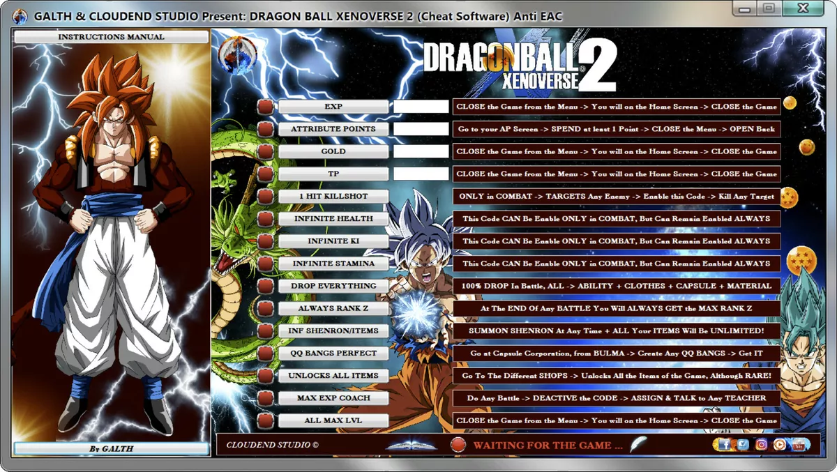 DRAGON BALL XENOVERSE 2 CHEATS TRAINER MODS BYPASS ANTI EAC CHEAT