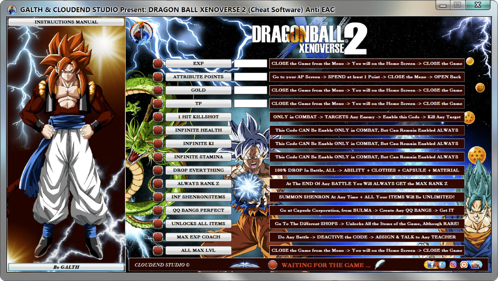 Dragon Sim Cheat Codes (Changed opponents & Stages) for DBZ