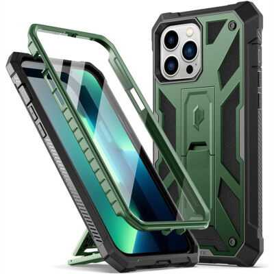 For iPhone 13 Pro Case | Poetic [Full Coverage] w/Stand Cover Matte Green