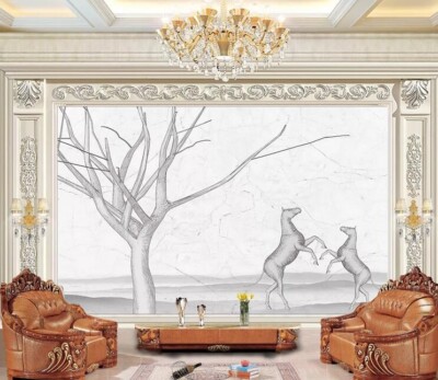 3D Branches Sketch ZHUA5651 Wallpaper Wall Murals Removable Self-adhesive Ann 24