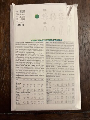 Vogue 9131 UNCUT Sewing Pattern, Misses' Jacket, Skirt & Pants