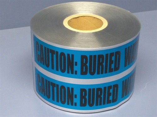 Detectable Underground Warning Tape Caution Buried Water Line Below 6" x 1000' - Afbeelding 1 van 4