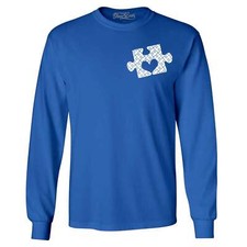 Heart Puzzle Piece Autism Pocket Size Long Sleeve Shirt Neurodiversity Spectrum