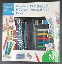 Artist's Loft Complete Drawing Art Set. 29 Pcs. Pencils, Pastels, Drawing Sheets