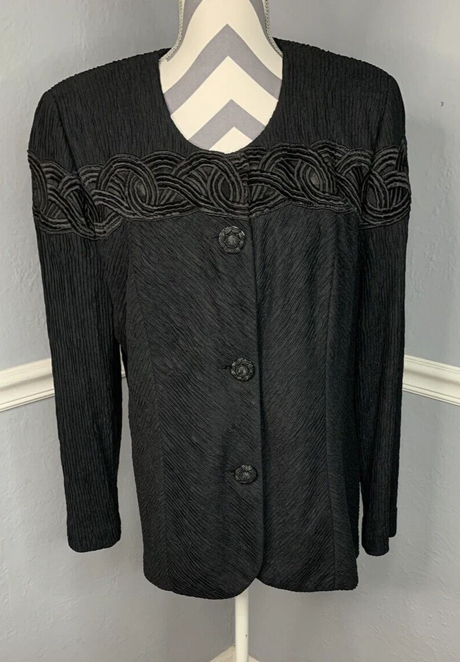 Chaqueta Blazer Vestido Formal Negra 16 De Colección Leslie Fay Para Mujer Foto 2 de 4