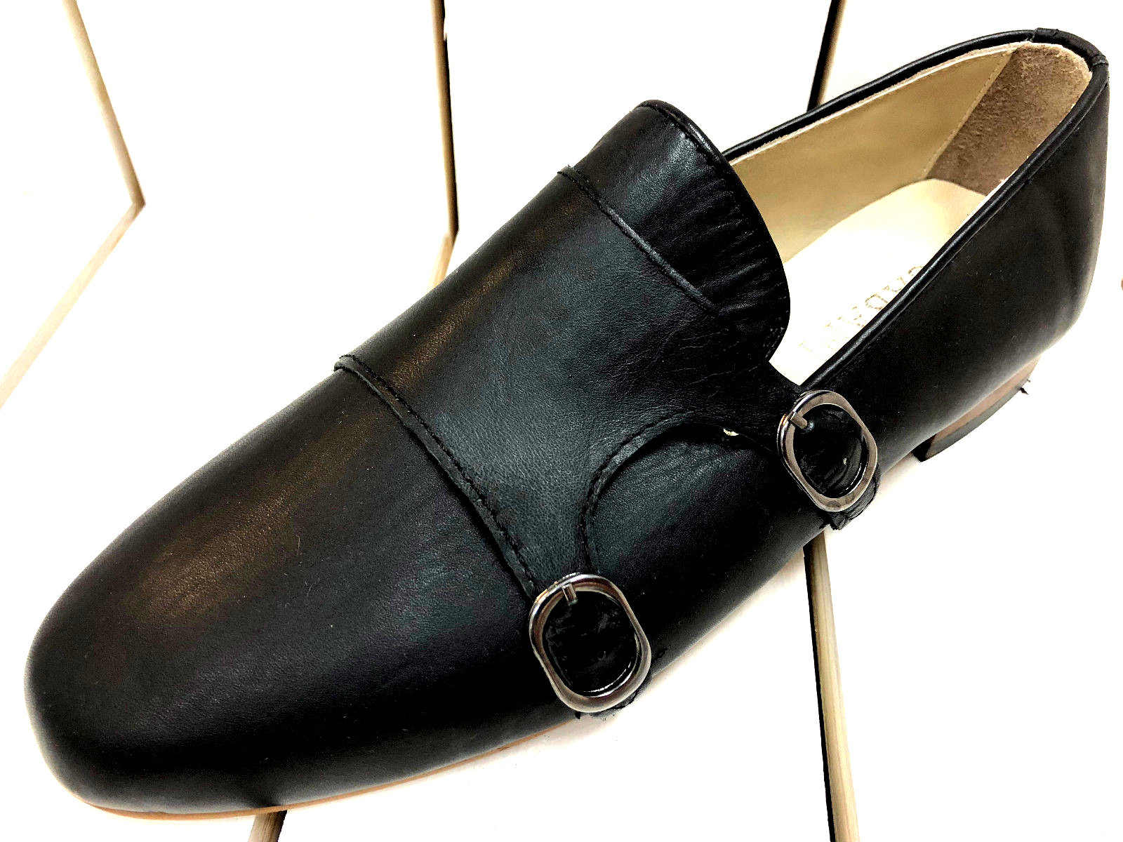Giorgio Gabani Slipper Black Double Monk Moccasin Calf Leather Men's Shoes image 4
