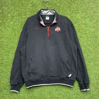 Ohio State Buckeyes Nike Sweatshirt Mens Large Black Mock Neck 1/4 Zip OSU