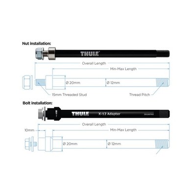 Thule 20100736 Achsadapter Maxle Trek M12x1,75 209mm Befestigung-Mutter, schwarz