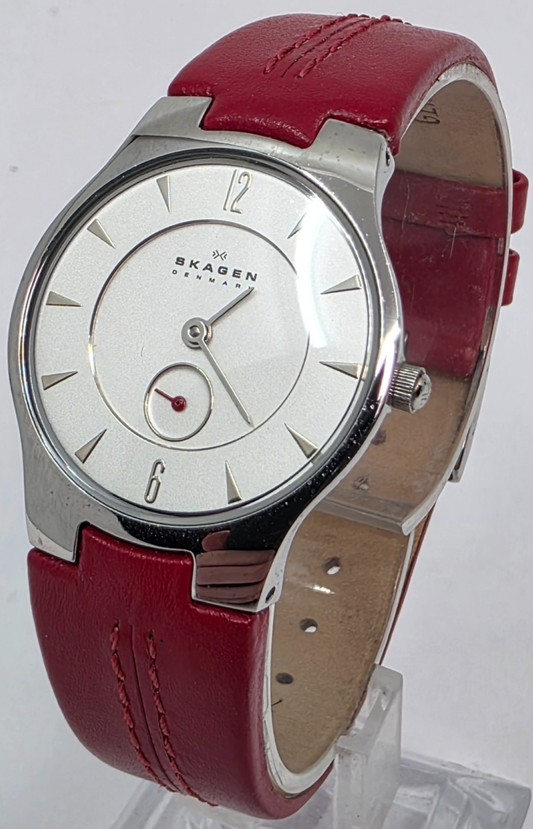 Skagen Denmark Swiss Quartz 433SSLR Womens Watch Red Band  display picture 2