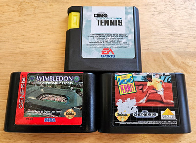 Sega Genesis (3x TENNIS Game Lot)  IMG Tennis, David Crane's Amazing & Wimbledon
