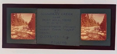 40's STEREOSCOPIC GLASS SLIDE BOUNDARY CREEK NEAR PORT HILL IDAHO SGS1