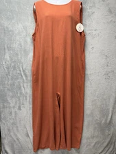 NWT Anrabess Wide Leg Jumpsuit Size XL Orange Linen Blend Relaxed Baggy Boho Hip
